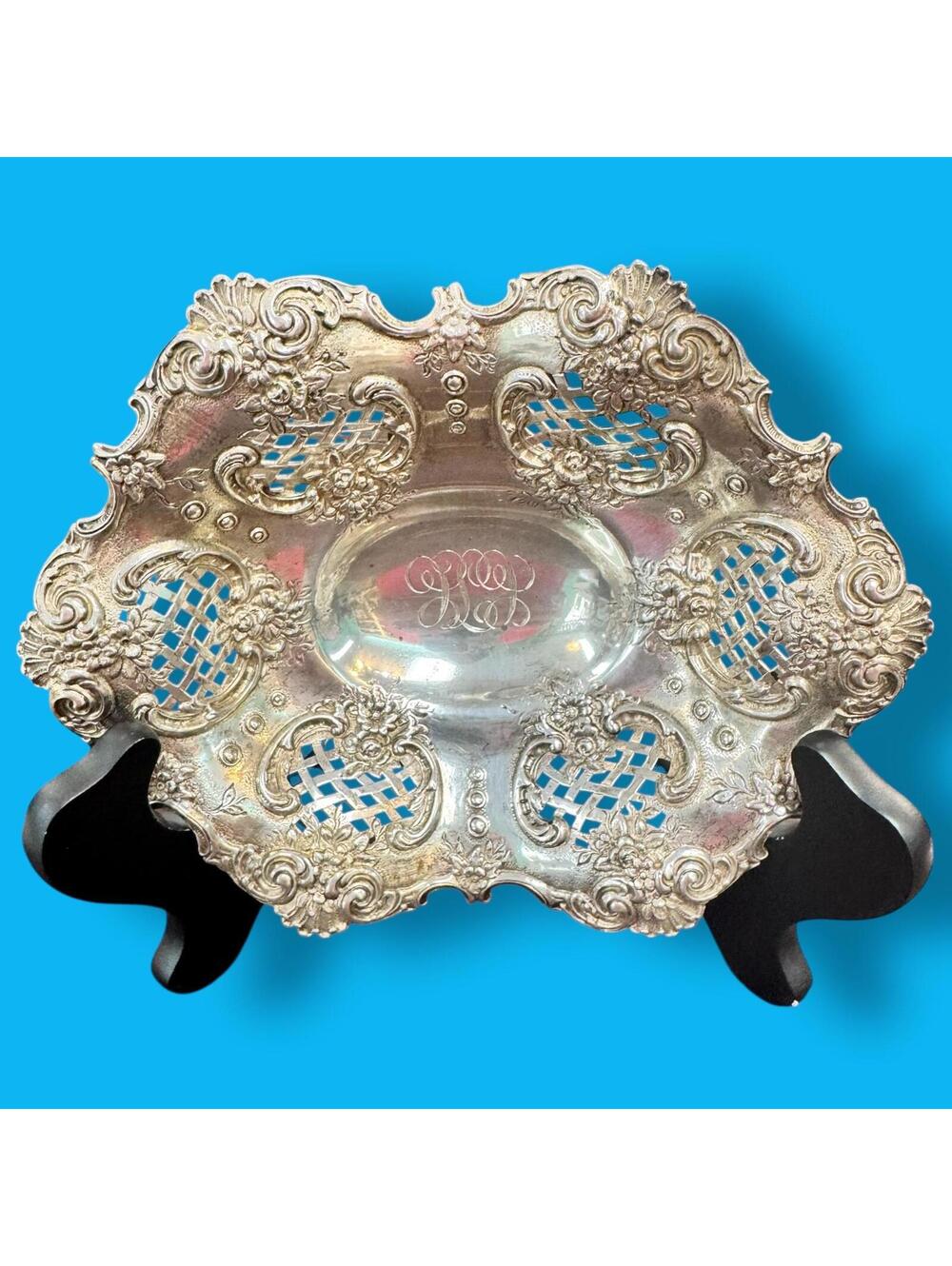Antique Tiffany & Co Repose Sterling Footed Monogram Bowl - 249 G